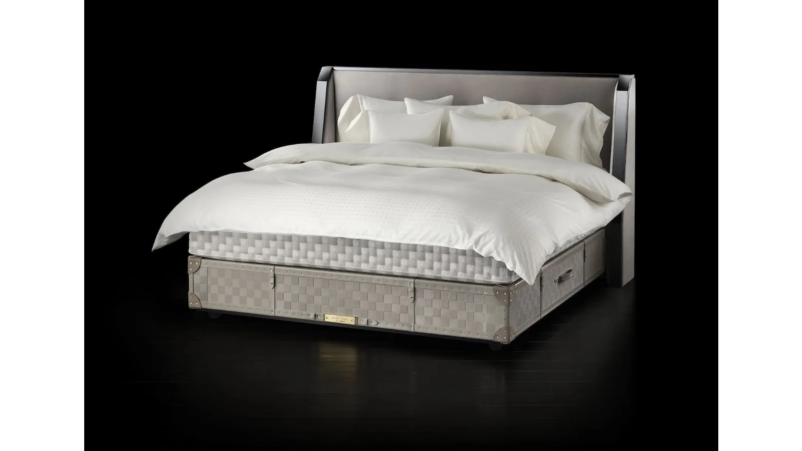 Letto in tessuto con testiera Grand Vividus Natural Shale di Hastens