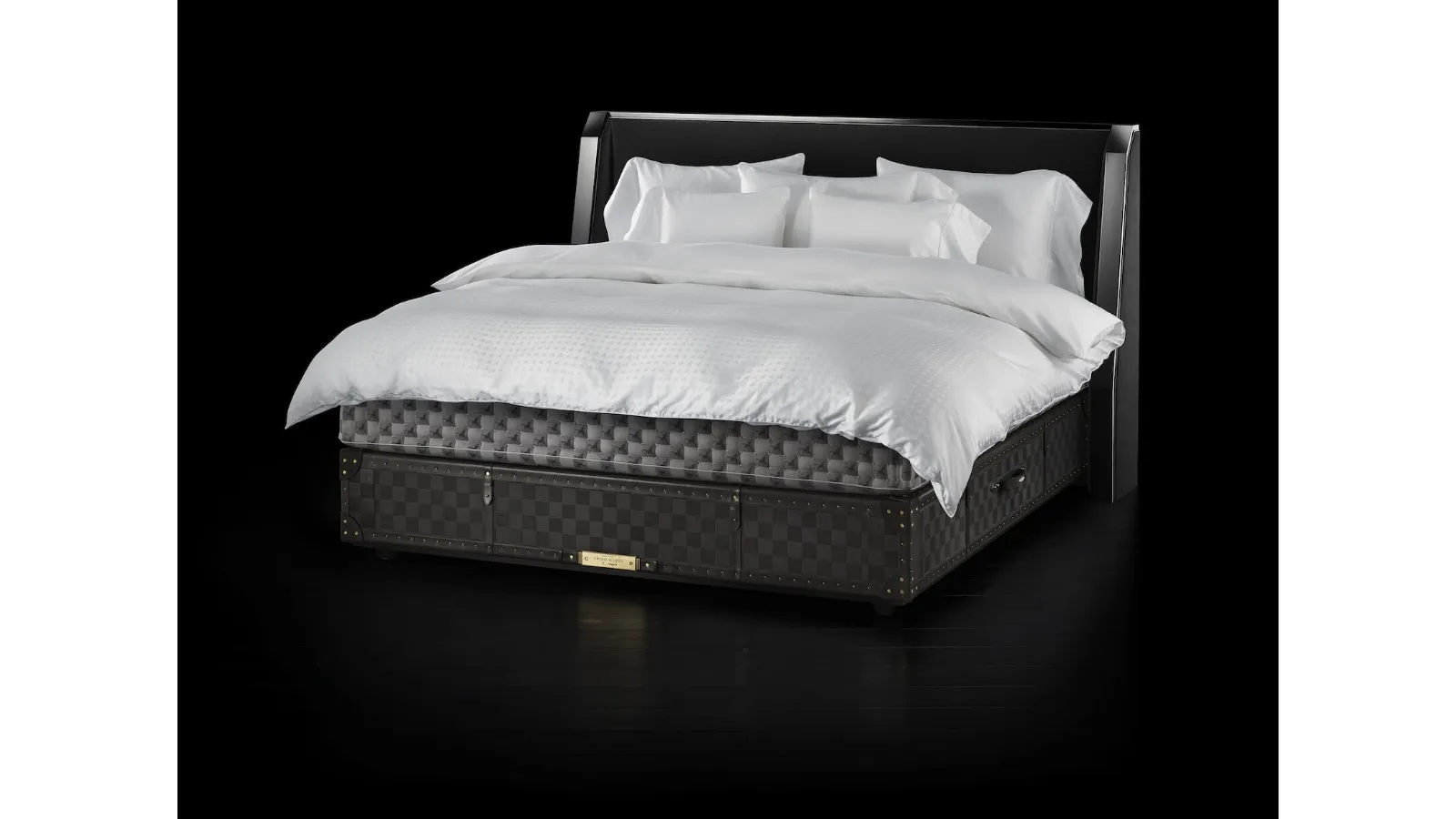 Letto in tessuto con testiera Grand Vividus Phantom Charcoal di Hastens