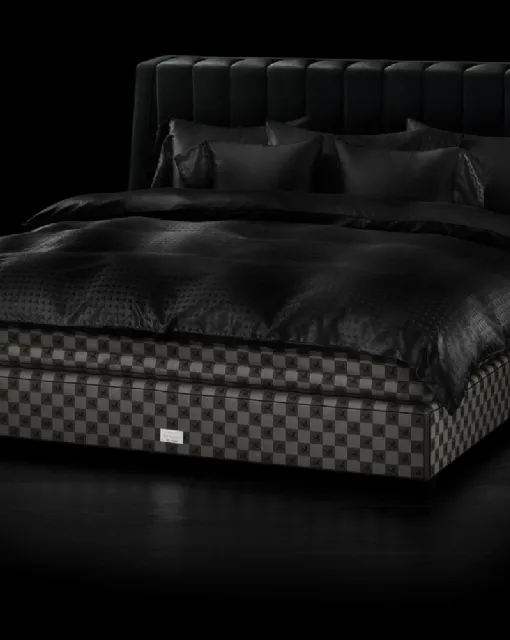 Letto in tessuto con testiera Drēmər Black Shadow di Hastens