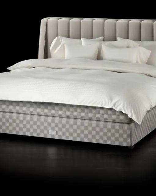 Letto in tessuto con testiera Drēmər Natural Shale di Hastens