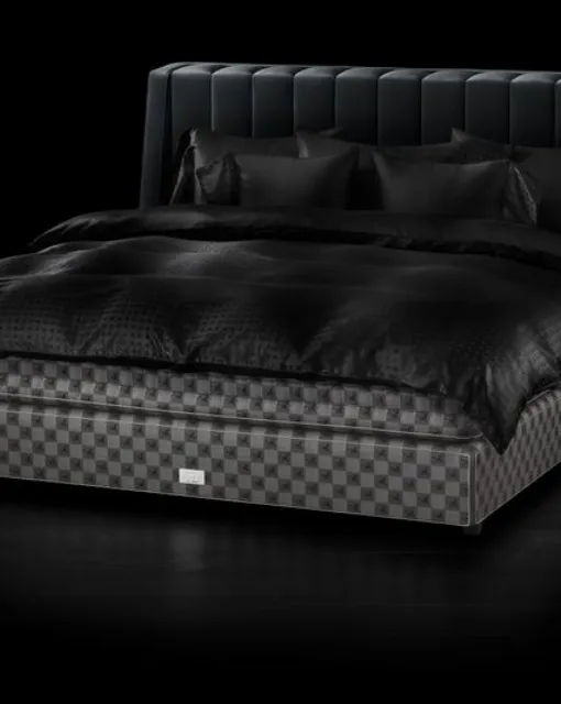 Letto in tessuto con testiera Drēmər Phantom Charcoal di Hastens